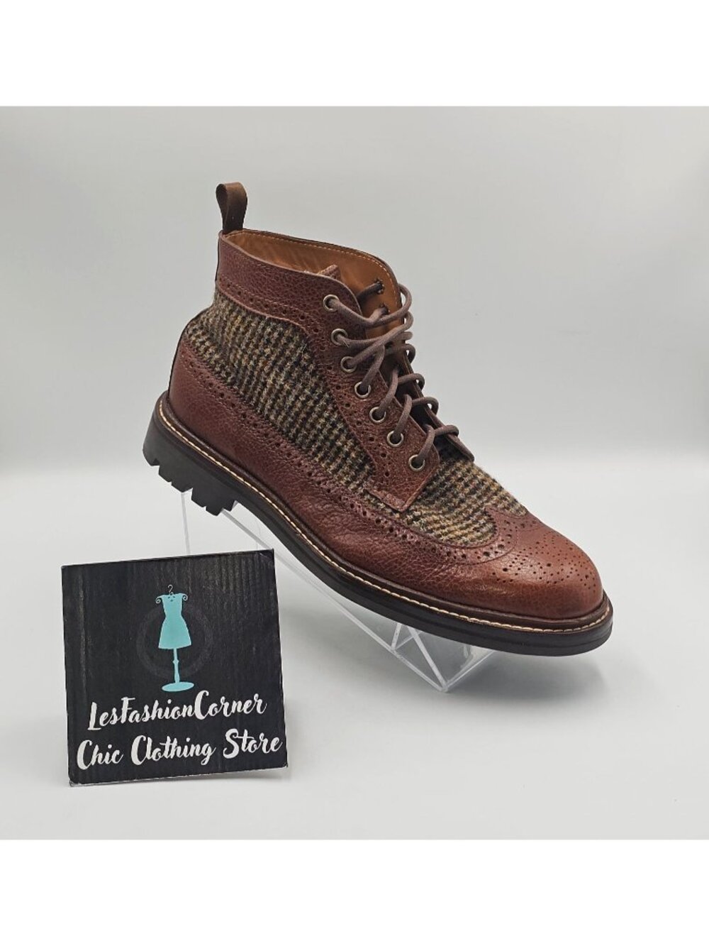 NWOB Taft Men's Brown Leather Tweed  The Boston Longwing Boots Size 9D 3654 - Picture 15 of 16
